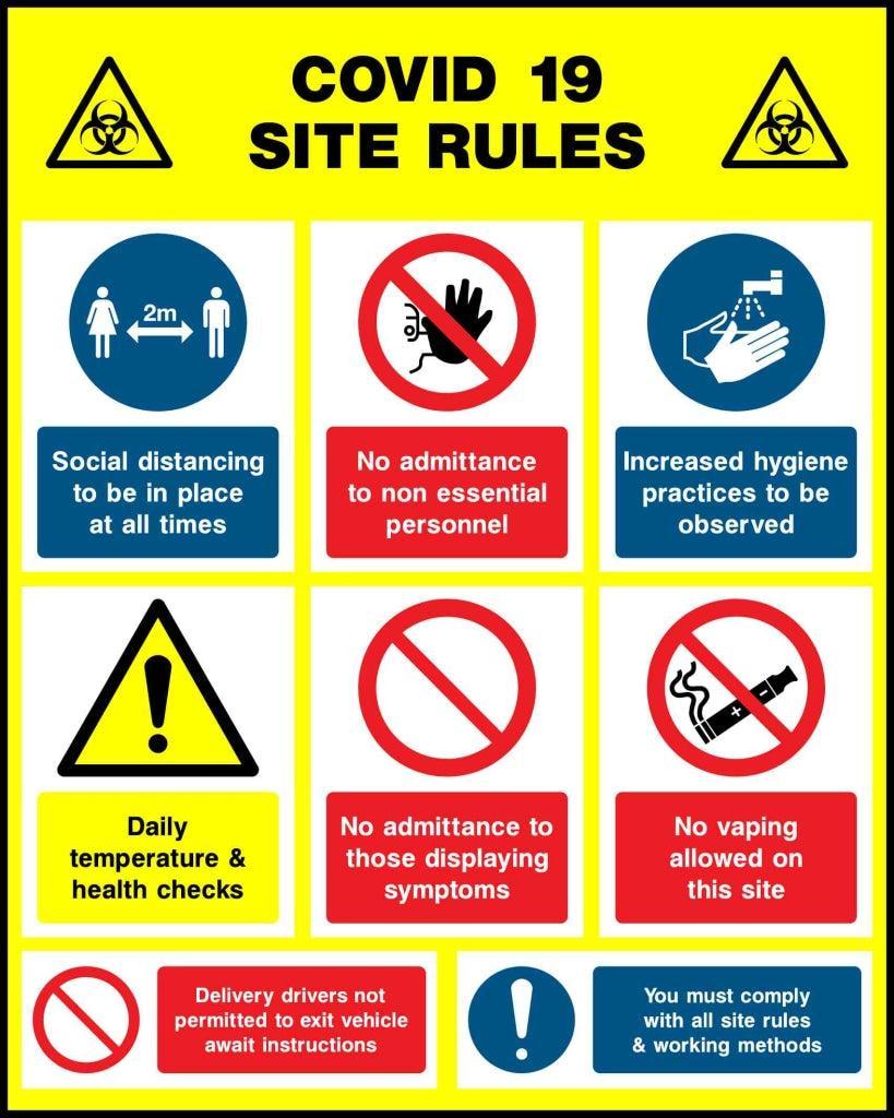 2 metres covid 19 site rules - Safety Decals Ltd