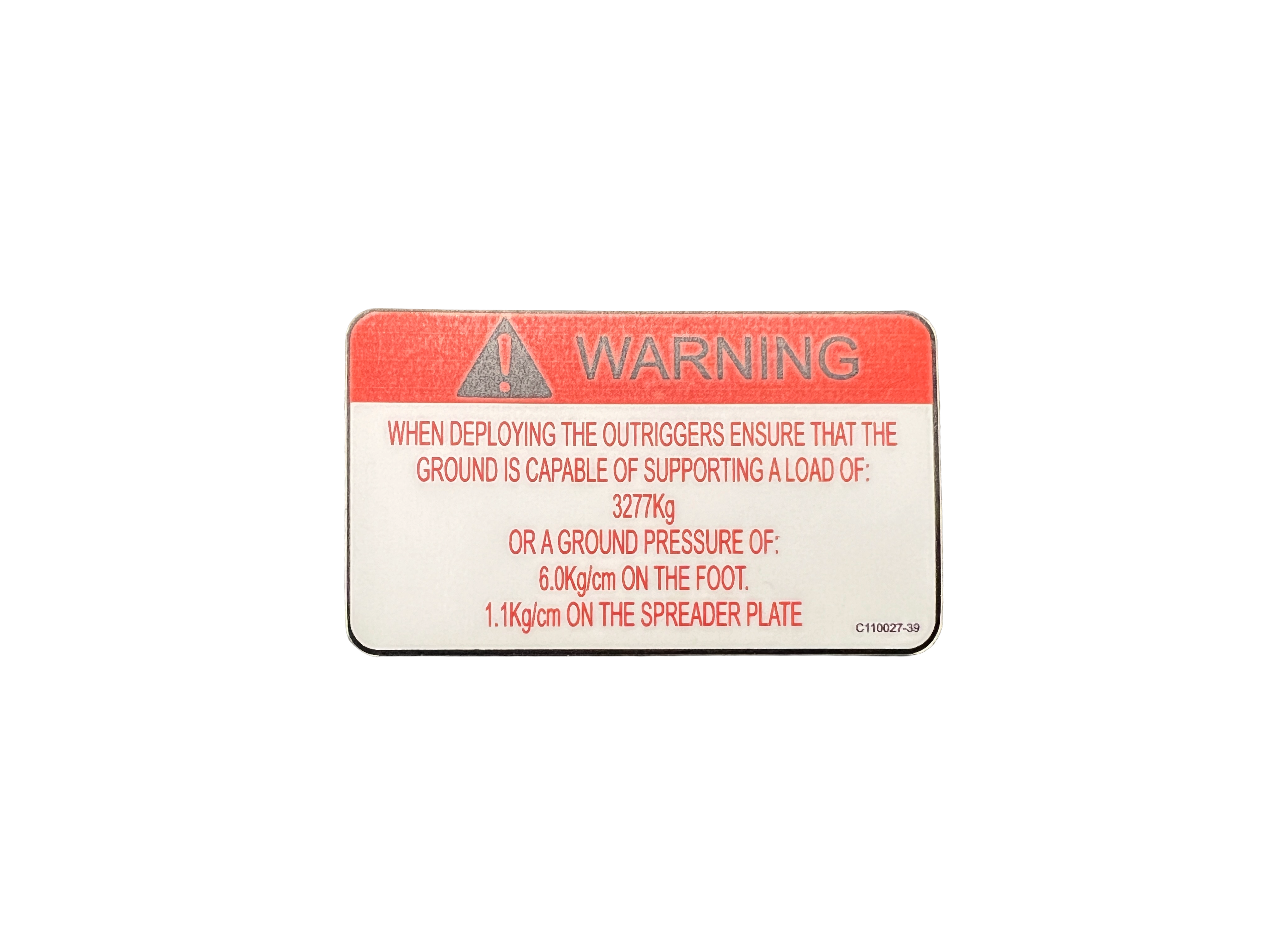 Palfinger single decal,Warning when deploying outriggers p/n C110027-39
