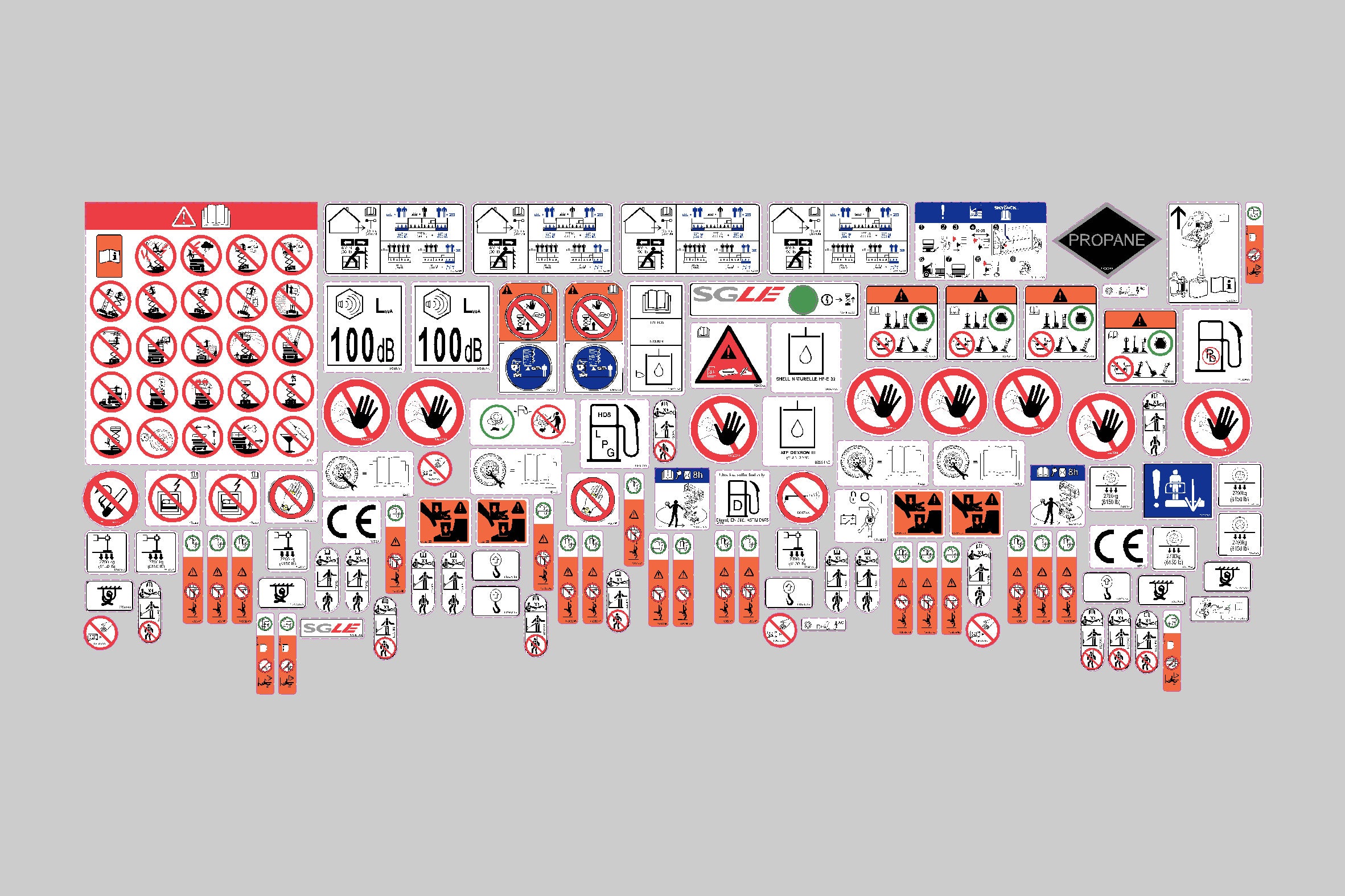 Skyjack SJ9253RT Safety Decal, Decal Kit PN236177