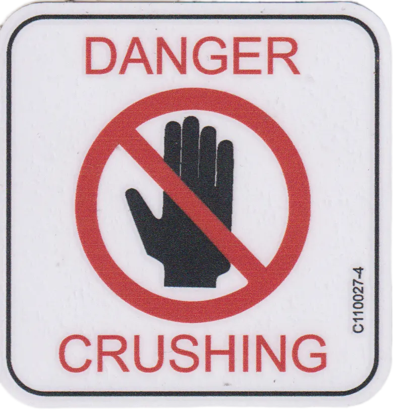 Palfinger single decal,Danger Crushing p/n C110027-4