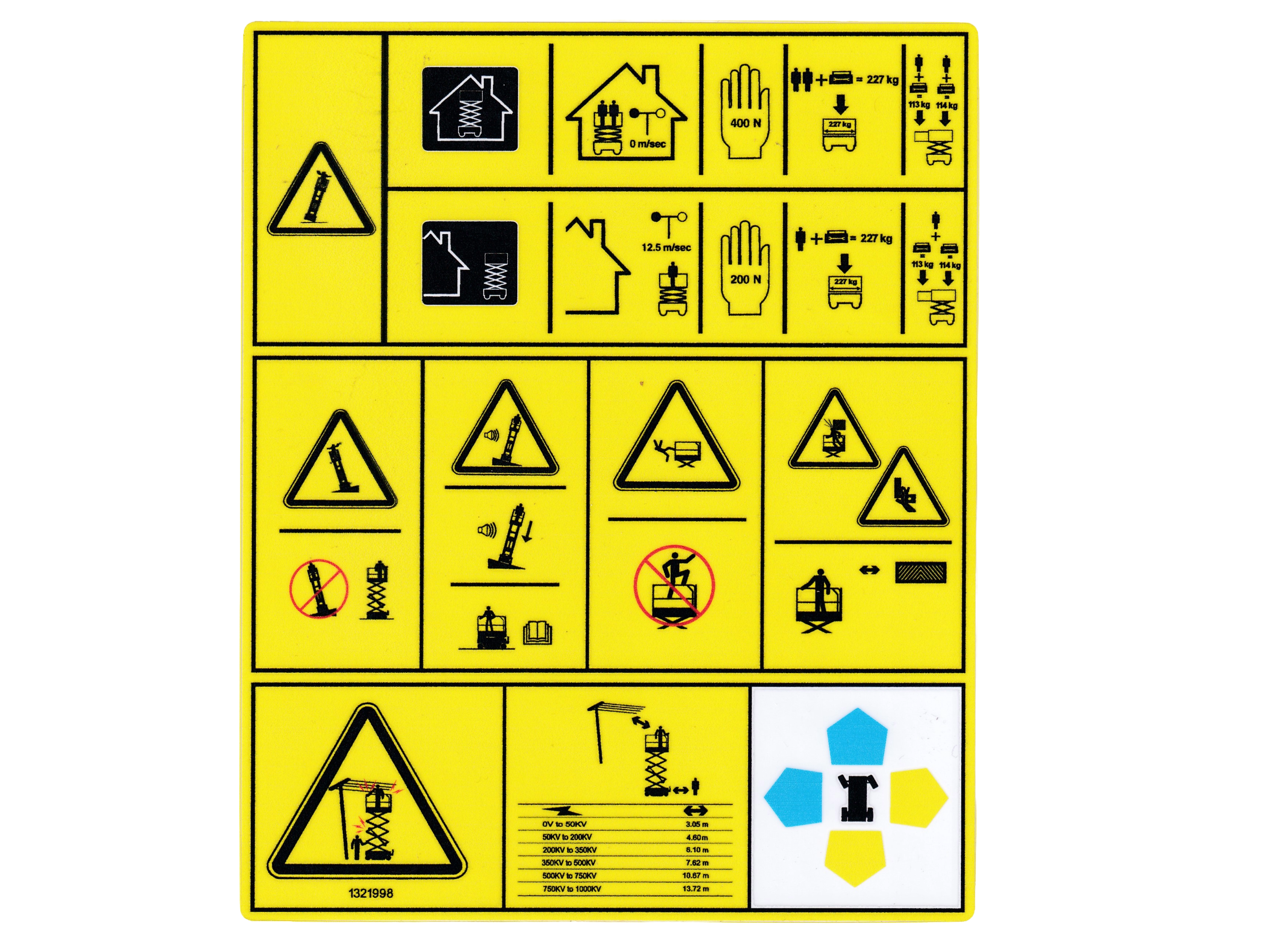 Genie Single Decal,danger warning symbol label,1321998GT