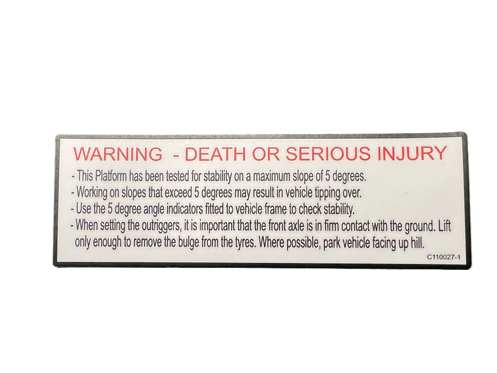 palfinger single decal,warning death or serious injury. c110027-1