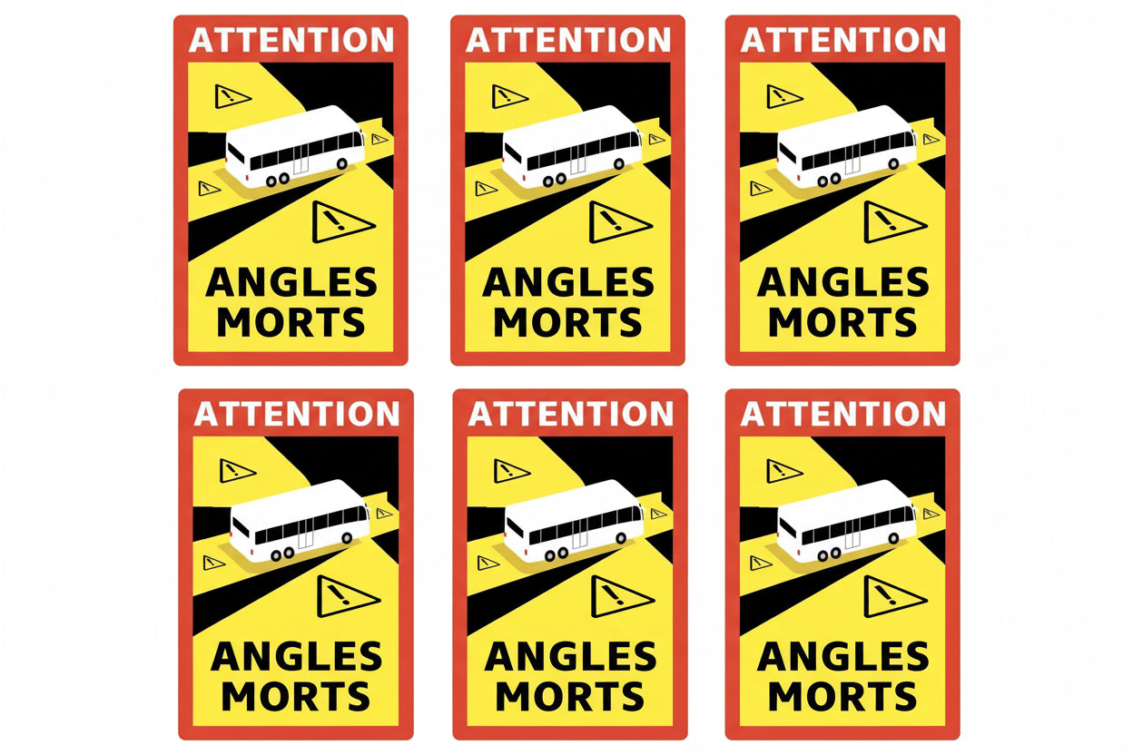 Blind Spot Angles Morts Coach / Bus Sticker - Safety Decals Ltd
