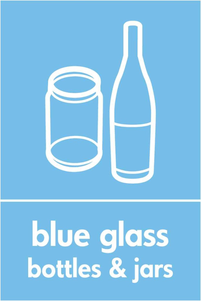 blue glass bottles & jars - Safety Decals Ltd