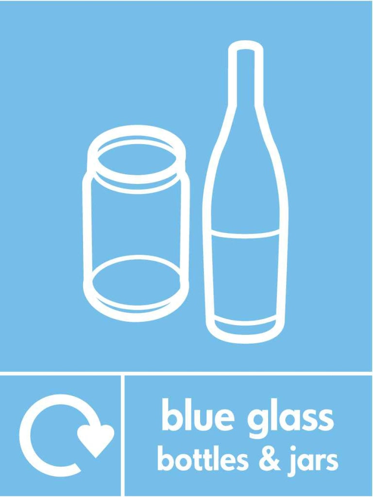 blue glass bottles & jars - Safety Decals Ltd