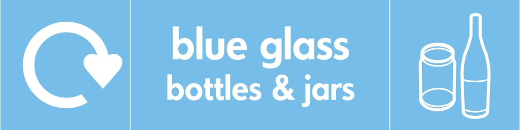 blue glass bottles & jars - Safety Decals Ltd