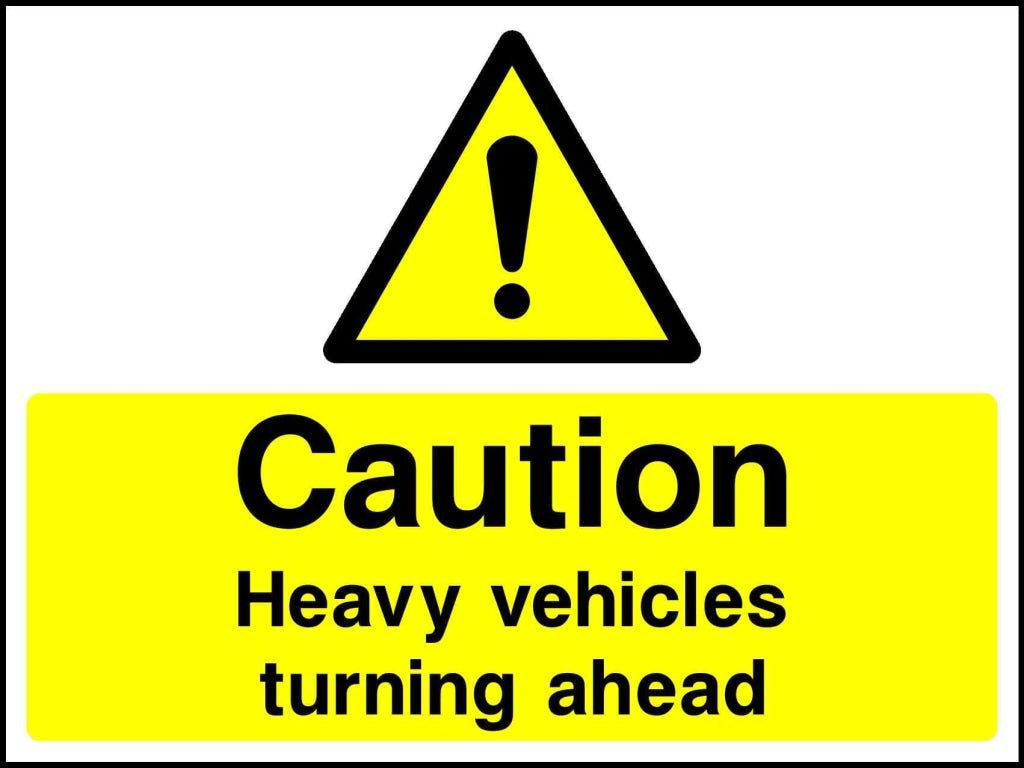 caution heavy vehicles turning ahead - Safety Decals Ltd