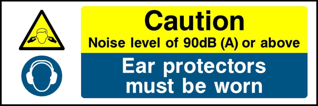 Caution Noise level of 90dB (A) or above Ear protector must be worn - Safety Decals Ltd