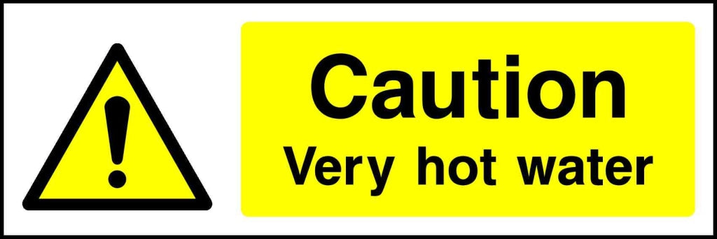 Caution Very hot water - Safety Decals Ltd