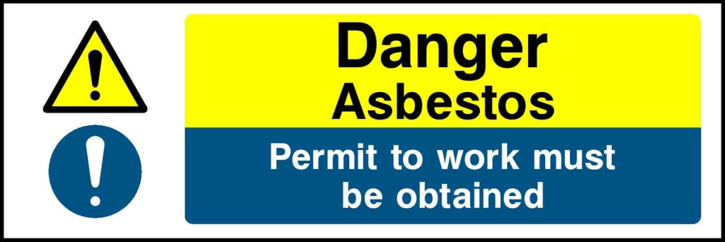Danger Asbestos Permit to work must be obtained - Safety Decals Ltd