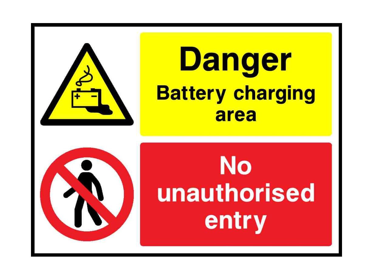 Danger Battery charging area No unauthorised entry - Safety Decals Ltd