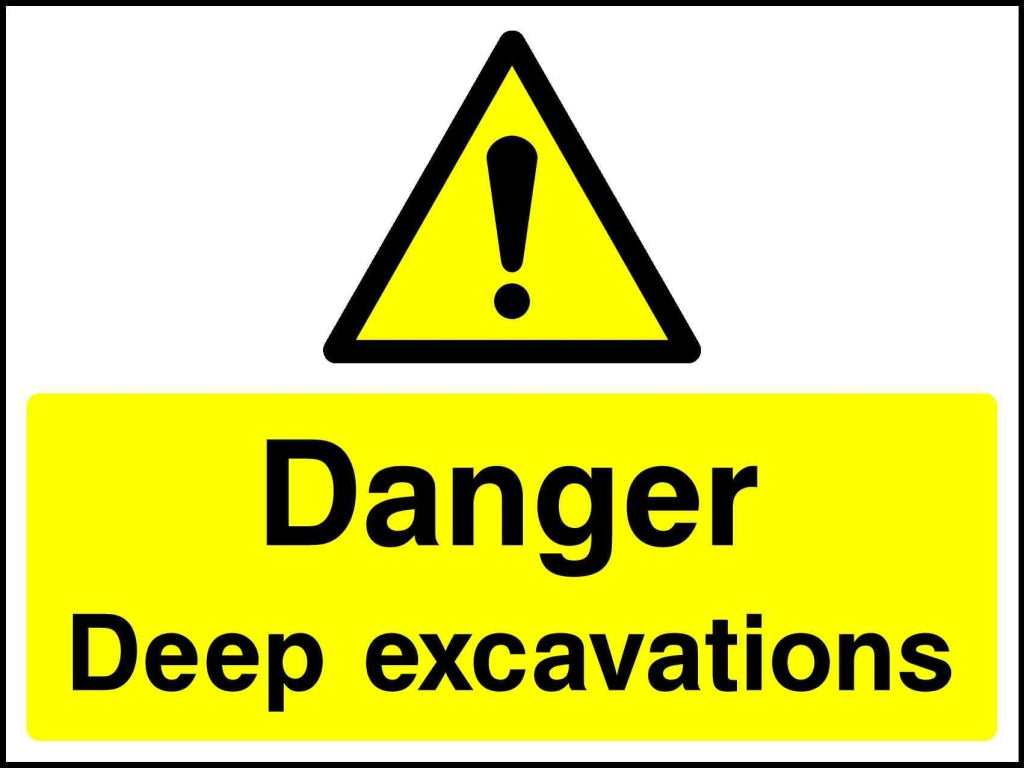 danger deep excavations - Safety Decals Ltd