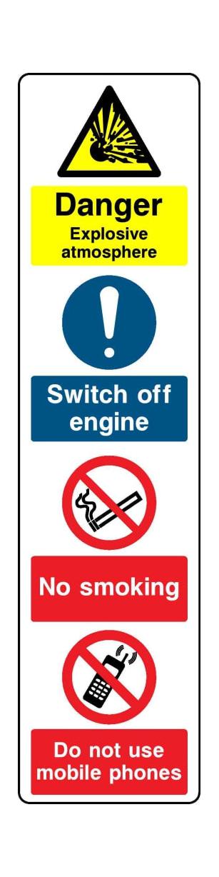 Danger Explosive atmosphere Switch off engine - Safety Decals Ltd
