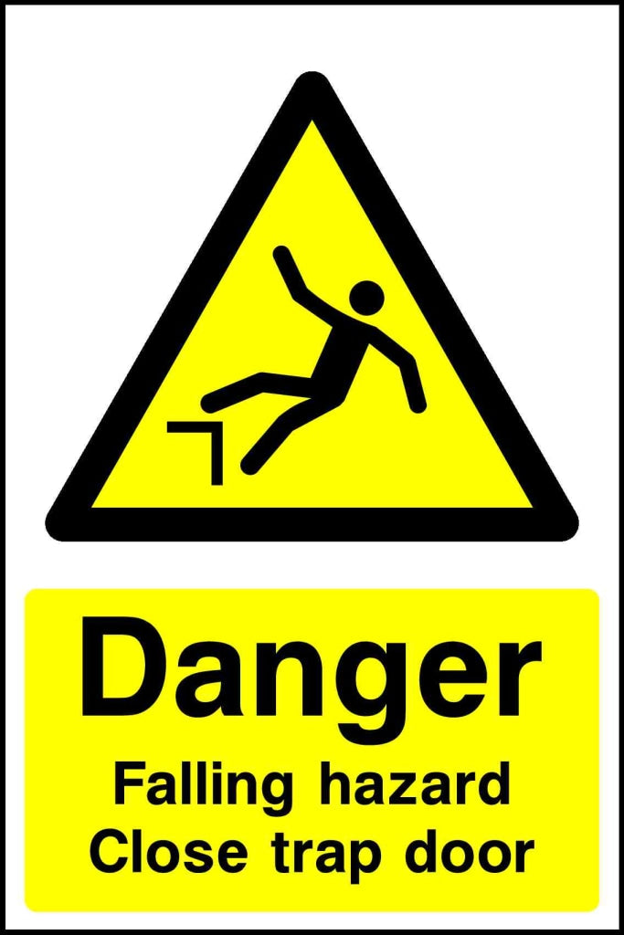 danger falling hazard close trap door - Safety Decals Ltd