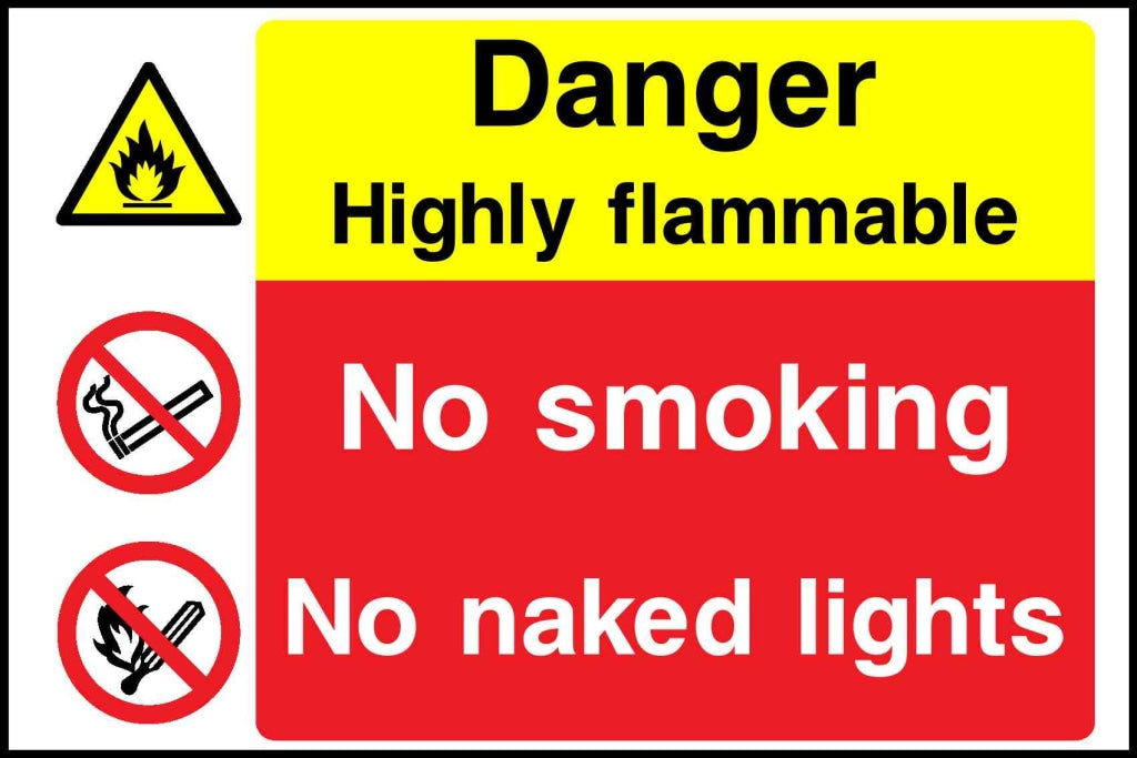 Danger
Highly flammable
No smoking
No naked lights - Safety Decals Ltd