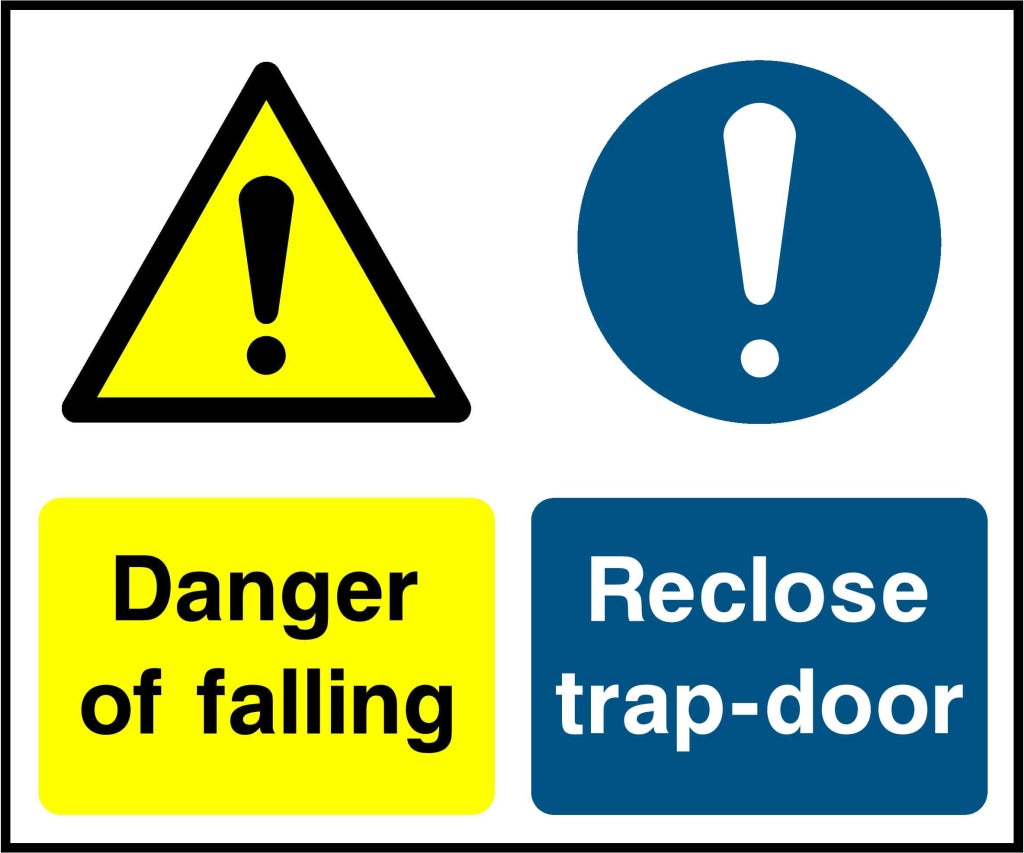Danger of falling, Reclose trap-door - Safety Decals Ltd