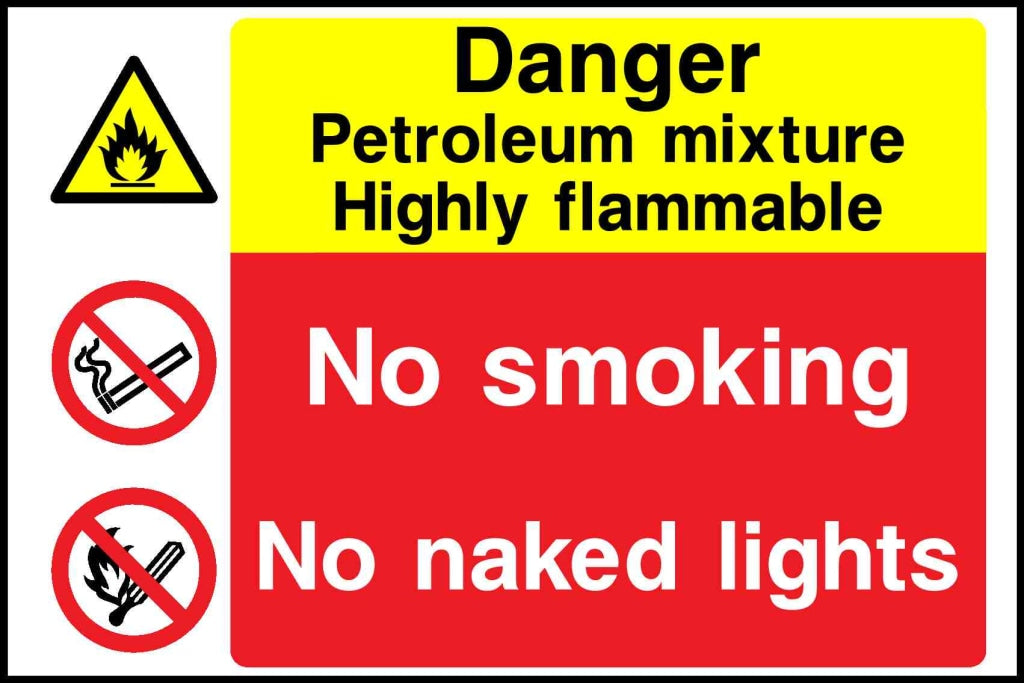Danger
Petroleum mixture Highly flammable
No smoking - Safety Decals Ltd