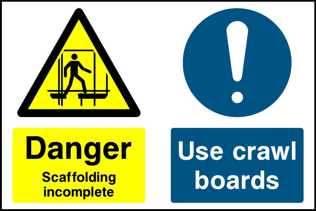 danger scaffolding incomplete use crawl boards - Safety Decals Ltd
