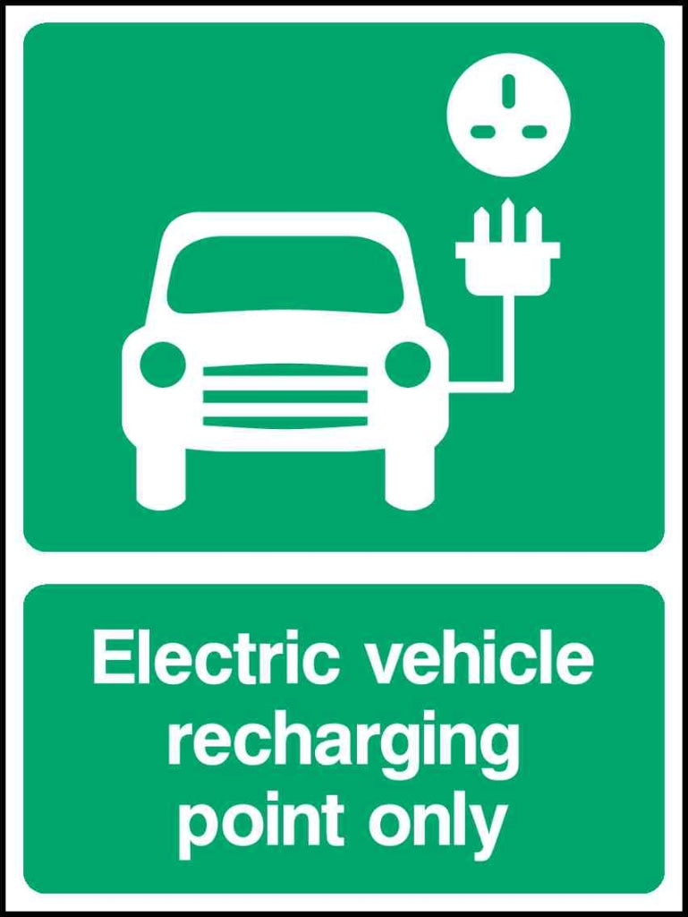 Electric vehicle recharging point only - Safety Decals Ltd