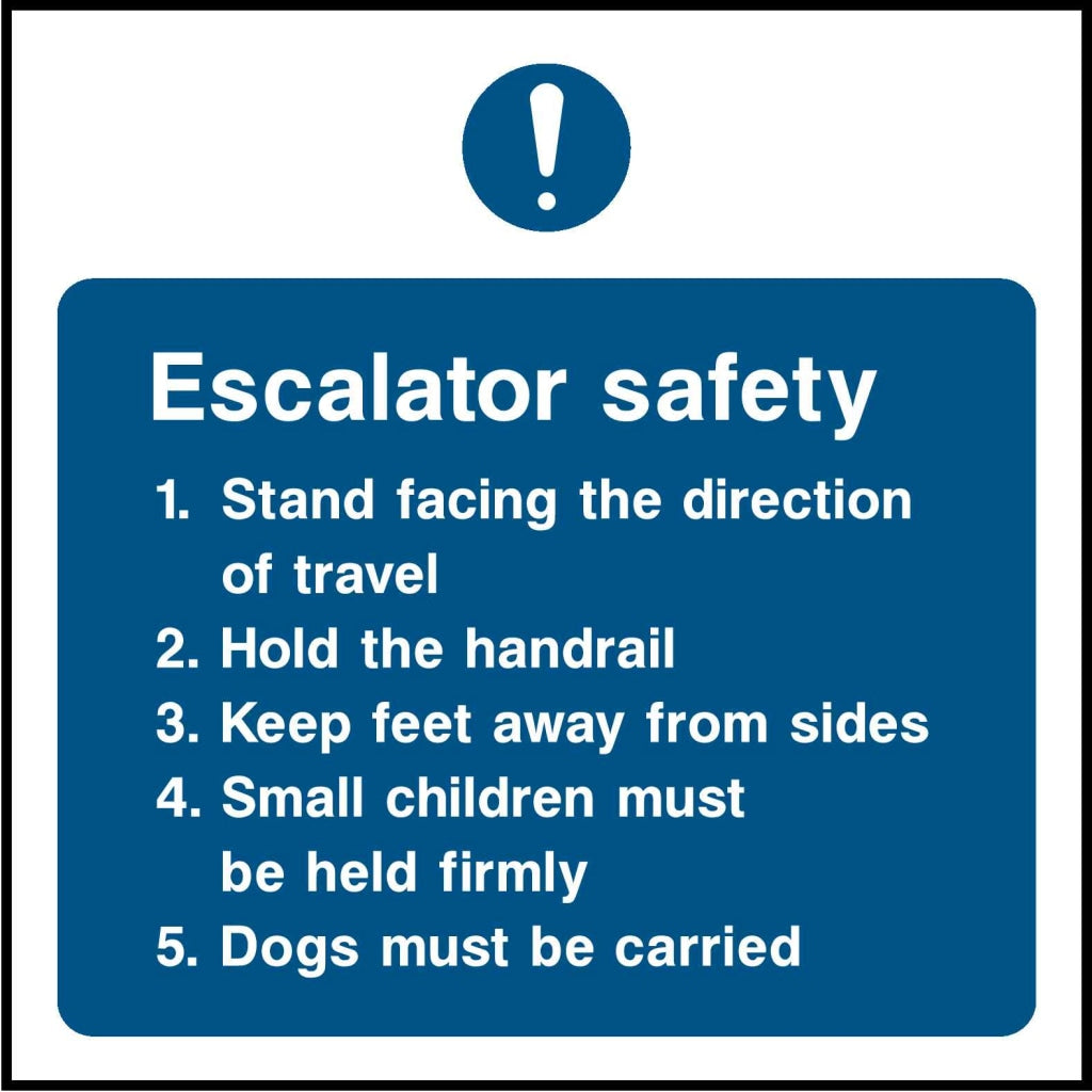 Escalator safety Stand facing the direction of travel - Safety Decals Ltd