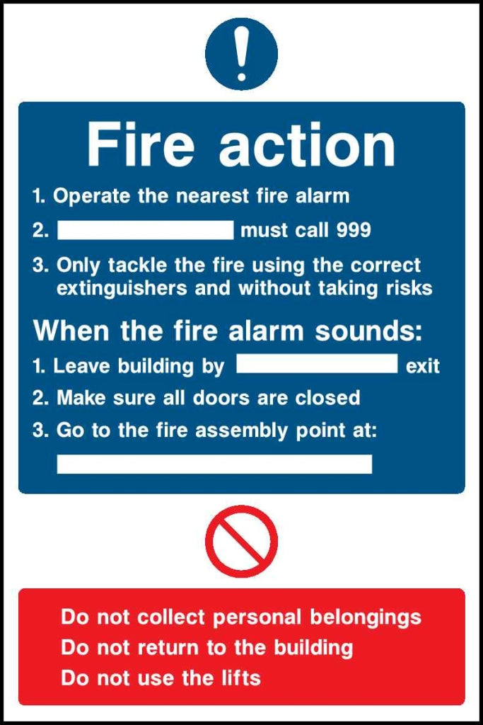 Fire action - Safety Decals Ltd