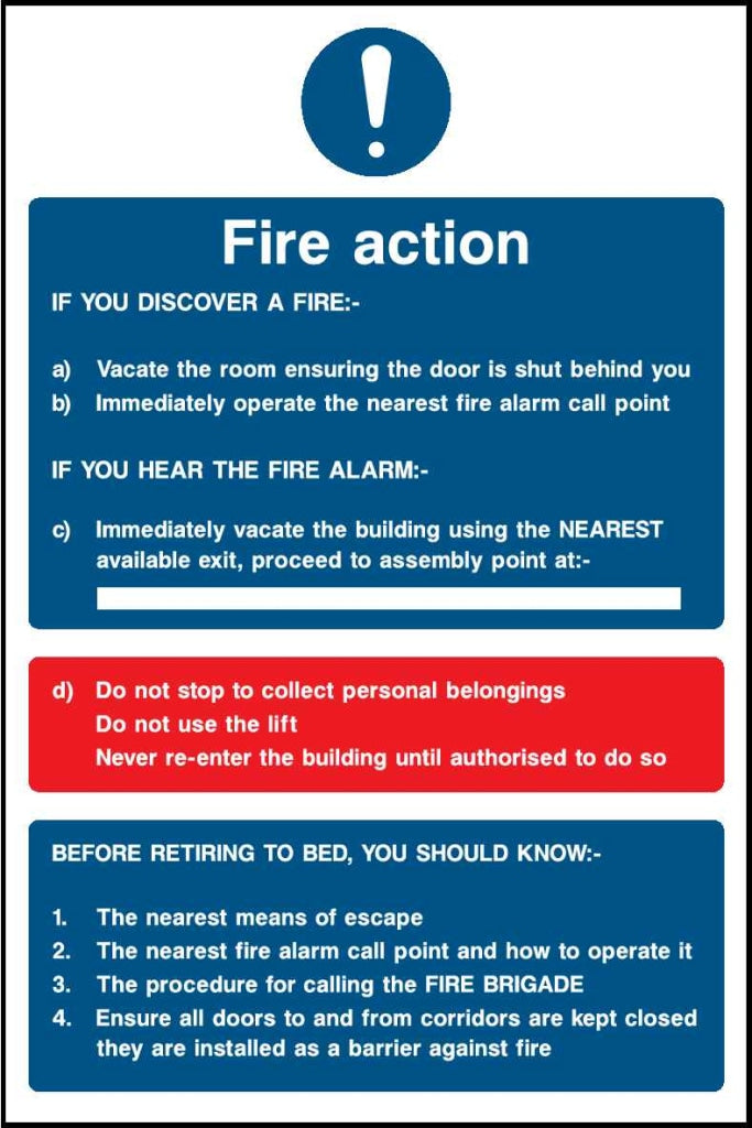 Fire action - Safety Decals Ltd