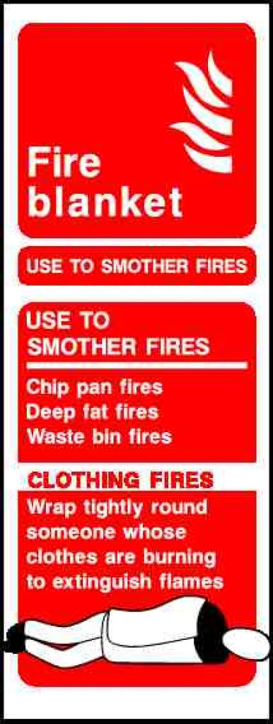Fire blanket
USE TO SMOTHER FIRES
USE TO SMOTHER FIRES - Safety Decals Ltd