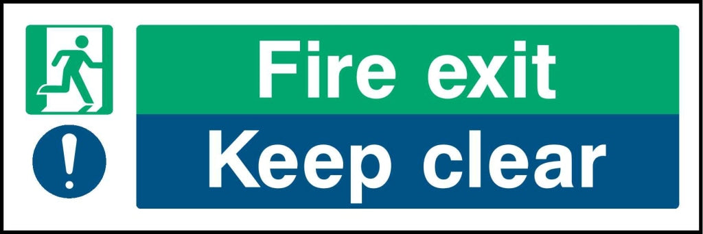 Fire exit Keep clear - Safety Decals Ltd