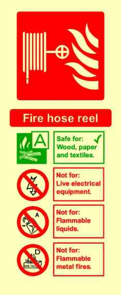 Fire hose reel
MET
A Safe for:
Wood, paper
and texti - Safety Decals Ltd