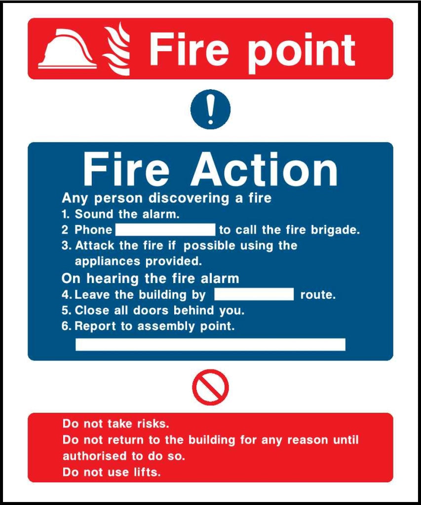 Fire Action Fire point - Safety Decals Ltd