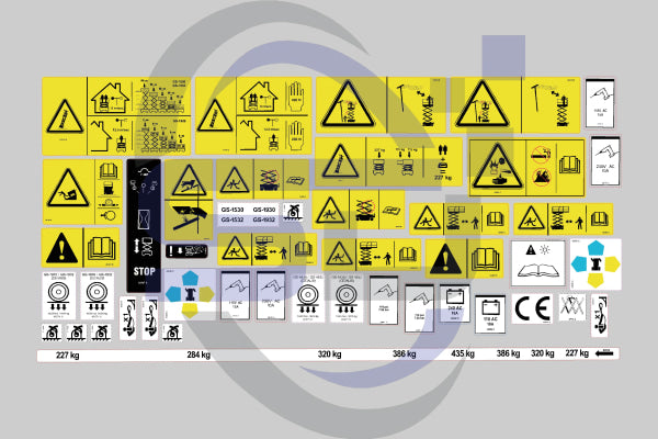 Genie GS1932 Safety Decal Kit, Sticker 2003 to 2010 - Safety Decals Ltd