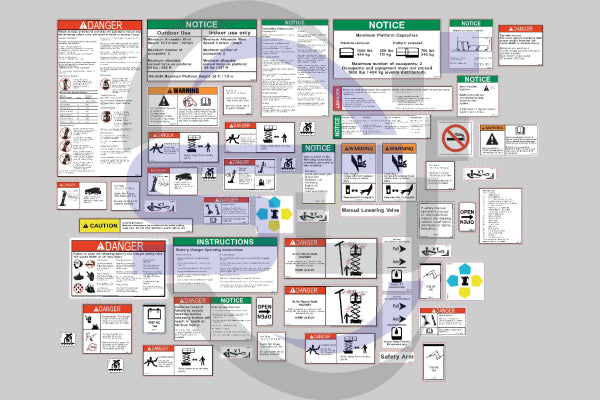 Genie GS2646, Words, Safety Decal Kit, SN 101-59999 - Safety Decals Ltd