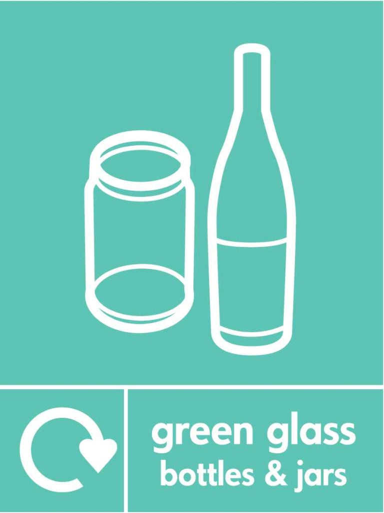 green glass bottles & jars - Safety Decals Ltd