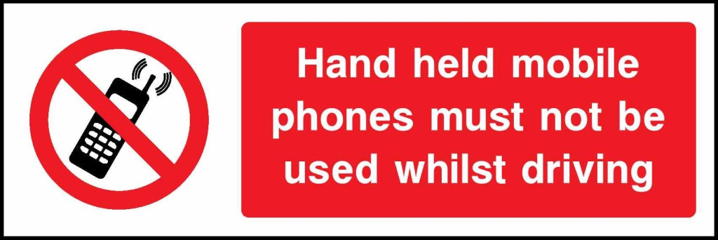Hand held mobile phones must not be used whilst driving - Safety Decals Ltd