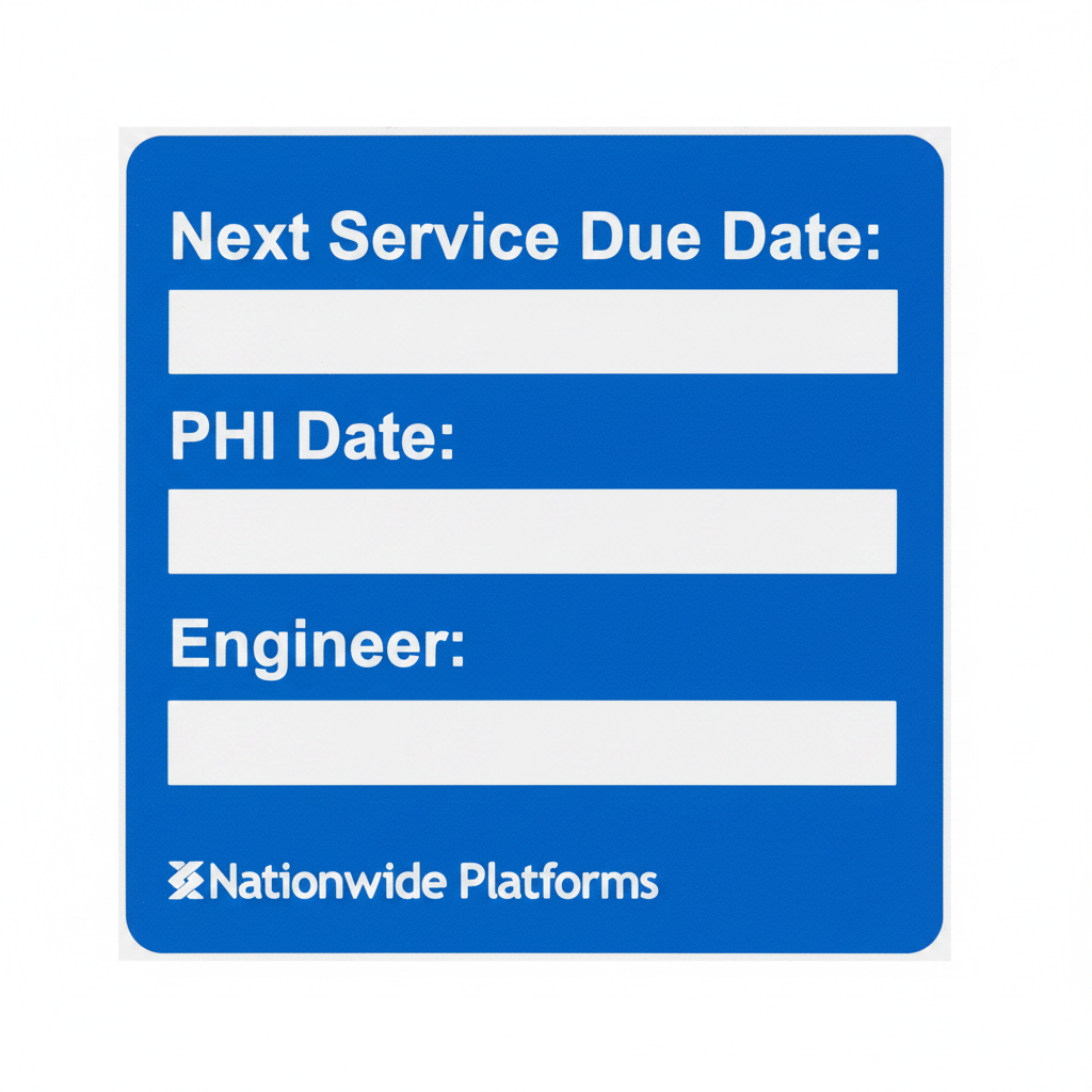 Nationwide Platforms Service Record Sticker