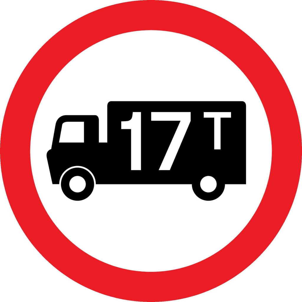 No goods vehicles over maximum gross weight shown in tonnes 17t - Safety Decals Ltd
