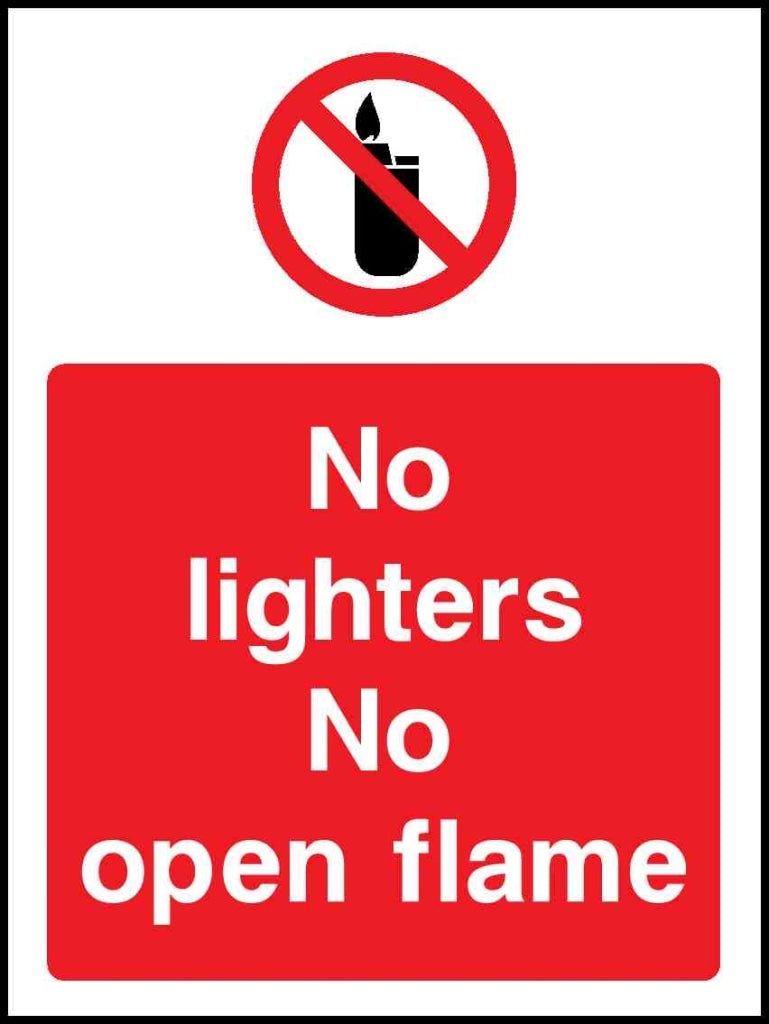 no lighters or open flame - Safety Decals Ltd