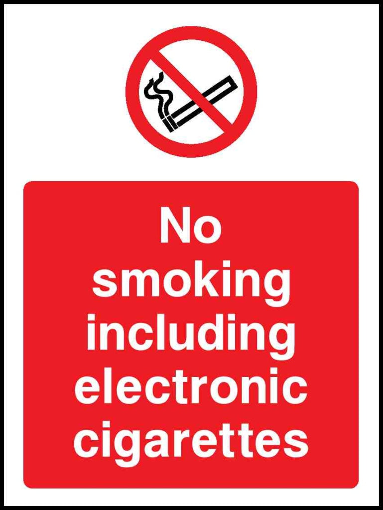 No smoking including e-cigarettes - Safety Decals Ltd