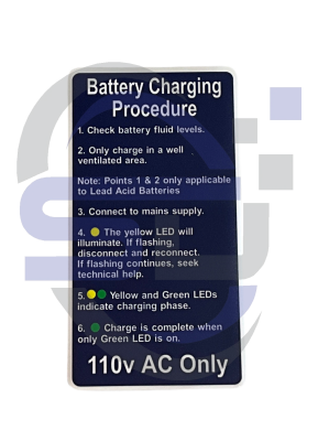 Power Tower, Battery Charging Procedure, Single Decal, SAF1082 - Safety Decals Ltd