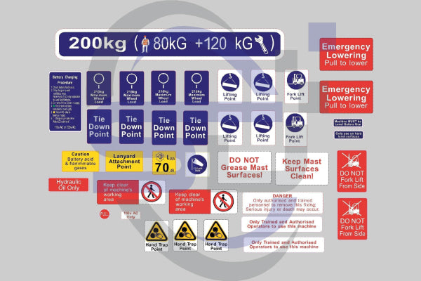 Power Tower, JLG, Safety Decal Sticker Kit, PN PTNSPM540 - Safety Decals Ltd