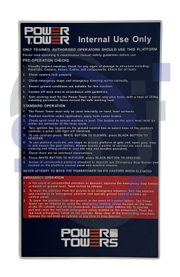 Power Tower, Operator Checklist, Single Decal, SAF1084 - Safety Decals Ltd