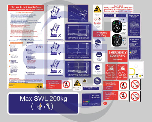 Power Tower Nano SP Safety Decal Kit, Sticker Kit - Safety Decals Ltd