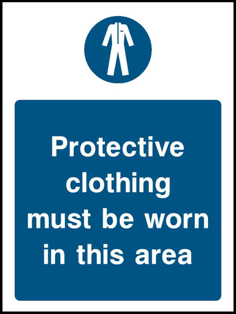 Protective clothing must be worn in this area - Safety Decals Ltd