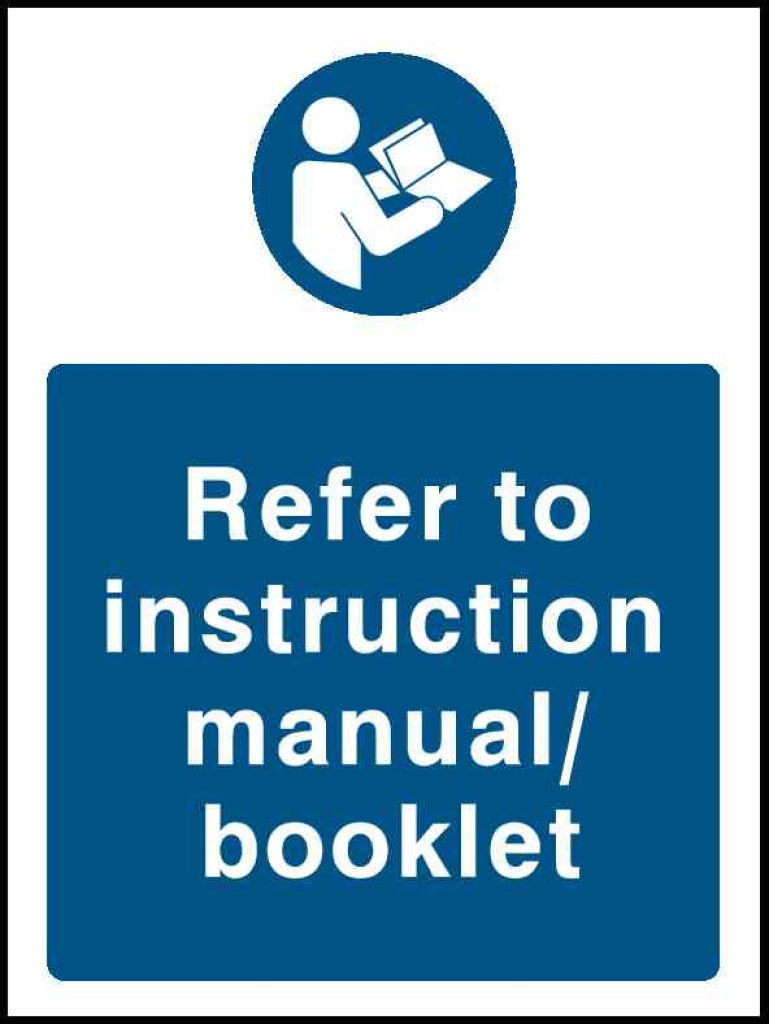 Refer to instruction manual/ booklet - Safety Decals Ltd