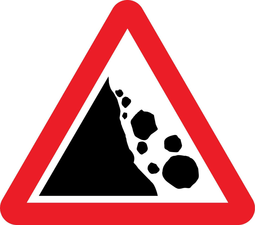 Risk of falling or fallen rocks - Safety Decals Ltd