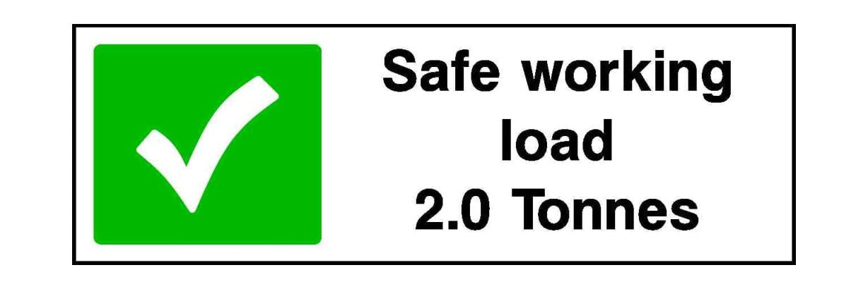 Safe working load
2.0 Tonnes - Safety Decals Ltd