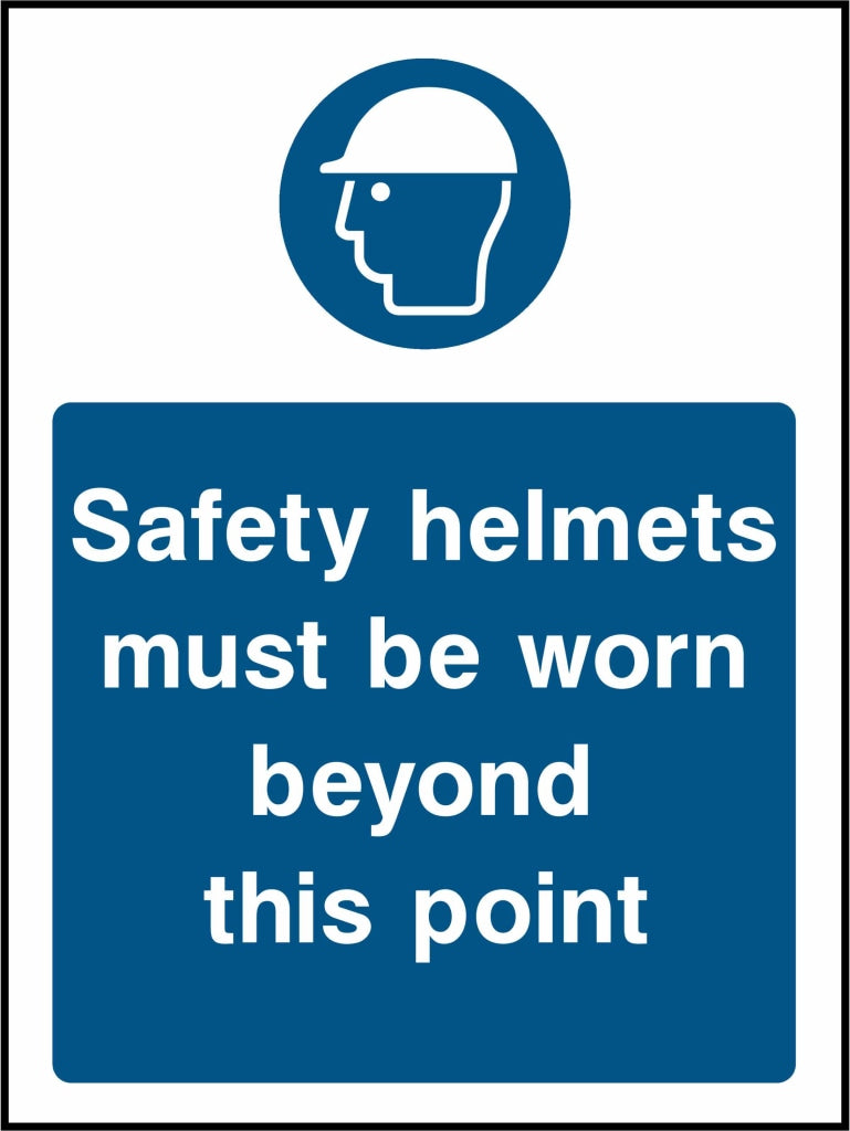 Safety helmets must be worn beyond this point - Safety Decals Ltd