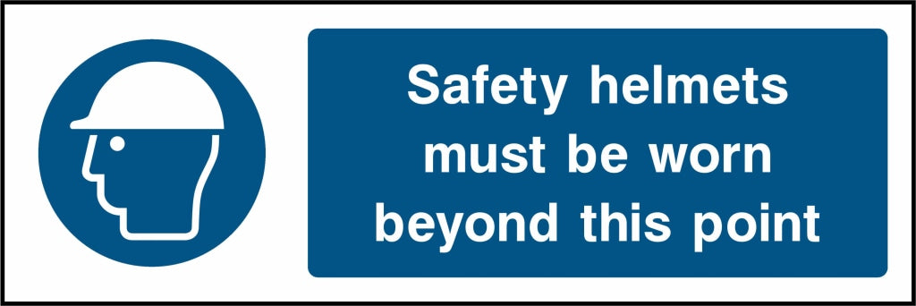 Safety helmets must be worn beyond this point - Safety Decals Ltd