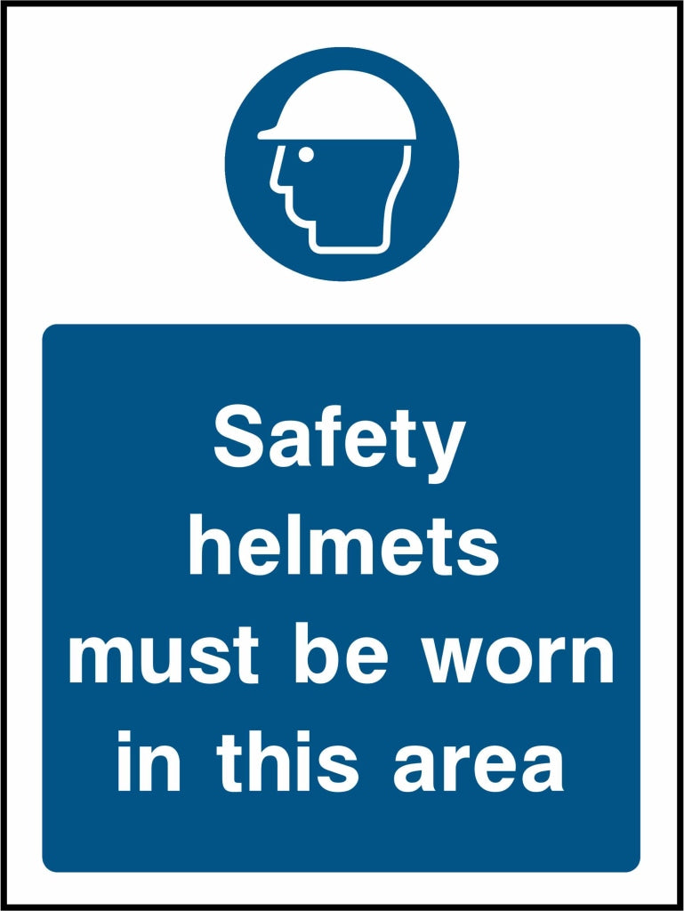 Safety helmets must be worn in this area - Safety Decals Ltd