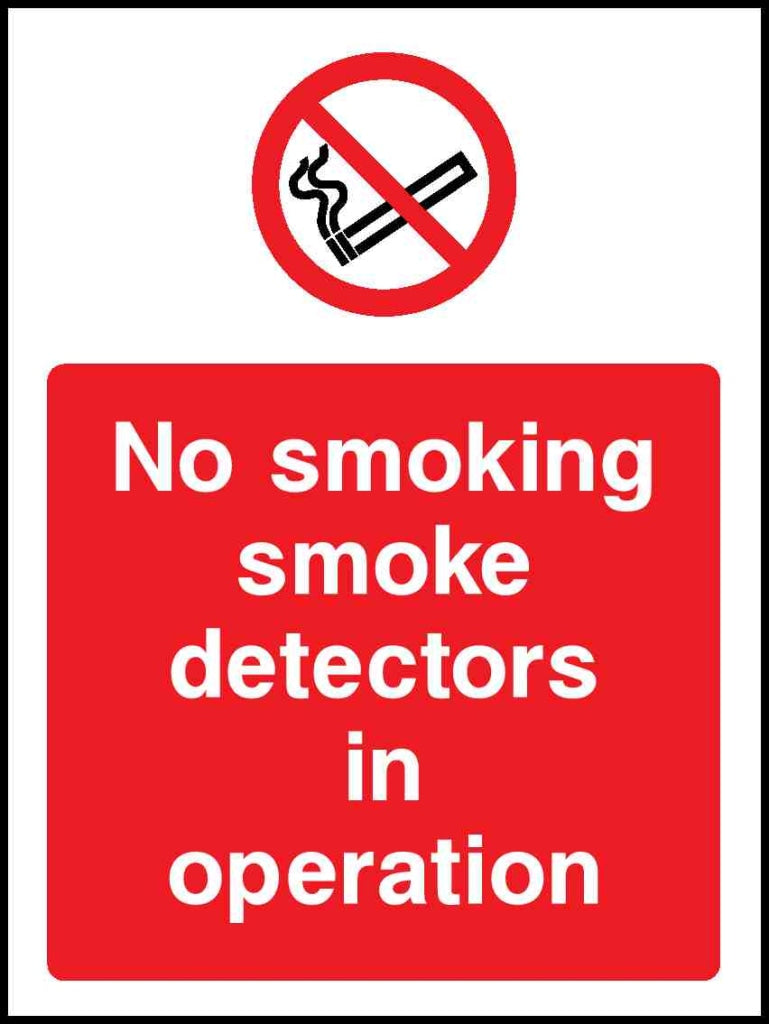 Sensitive smoke detectors operate in this building-003D - Safety Decals Ltd